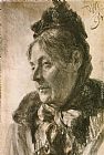 Adolph Von Menzel Canvas Paintings - The Head of a Woman